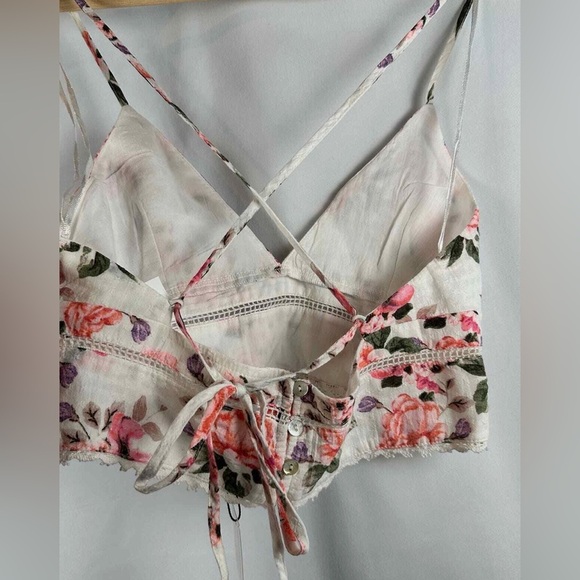 NWT - Zara Floral V Neck Cross Strap Crop Top - Various Sizes - Picture 6 of 8